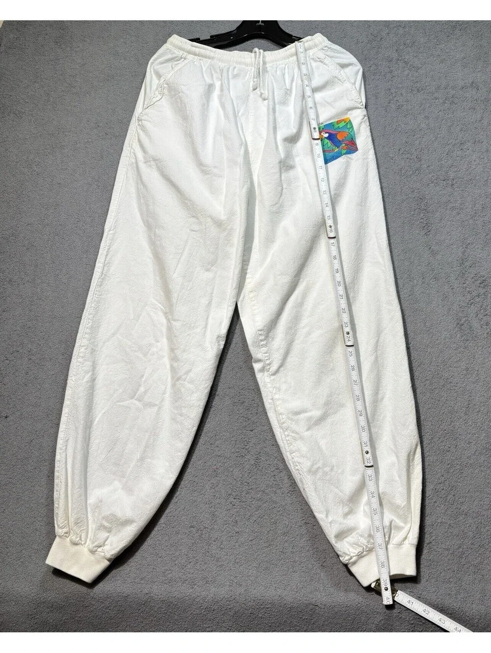 Vintage 90s PEER By Peter Mussfeld Cancun Parrot Cotton Pants Mens S White Beach